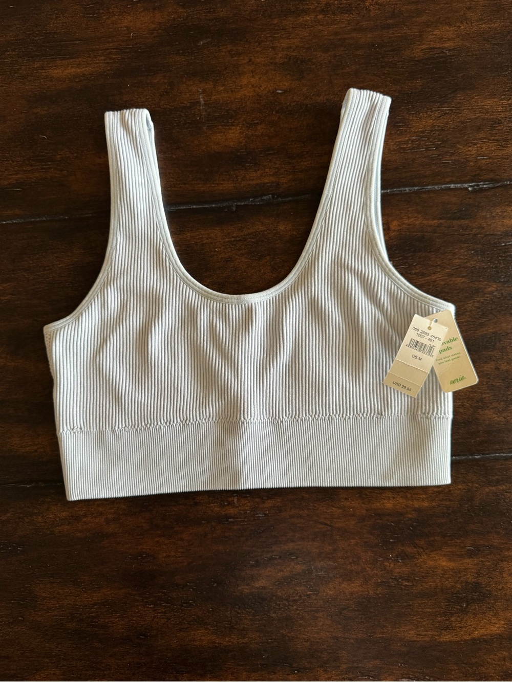 Aerie Ribbed Scoop Bralette in Light Silver Blue